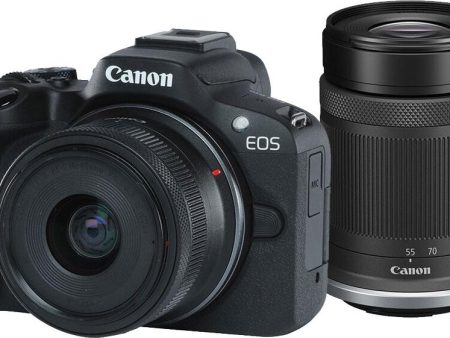 Canon EOS R50 Mirrorless Camera with RF-S 18-45mm F4.5-6.3 IS STM and RF-S 55-210mm F5-7.1 IS STM Lens For Cheap